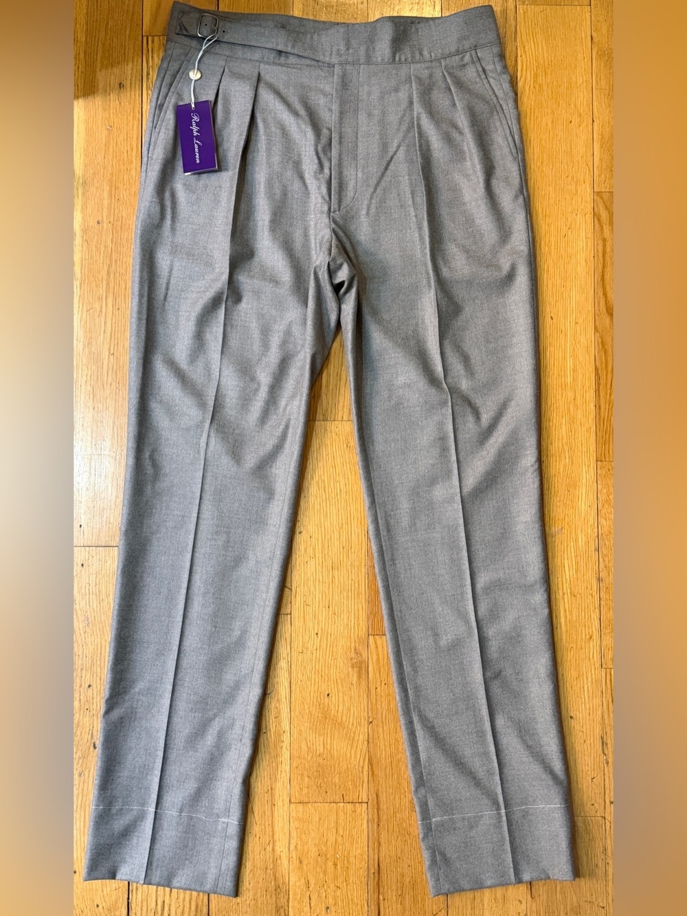 RALPH LAUREN PURPLE LABEL GURKHA PANTS GRAY WOOL RUBINACCI MANNY PLEATED $1K 34